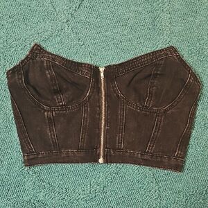 Micas Black Denim Bustier Top M